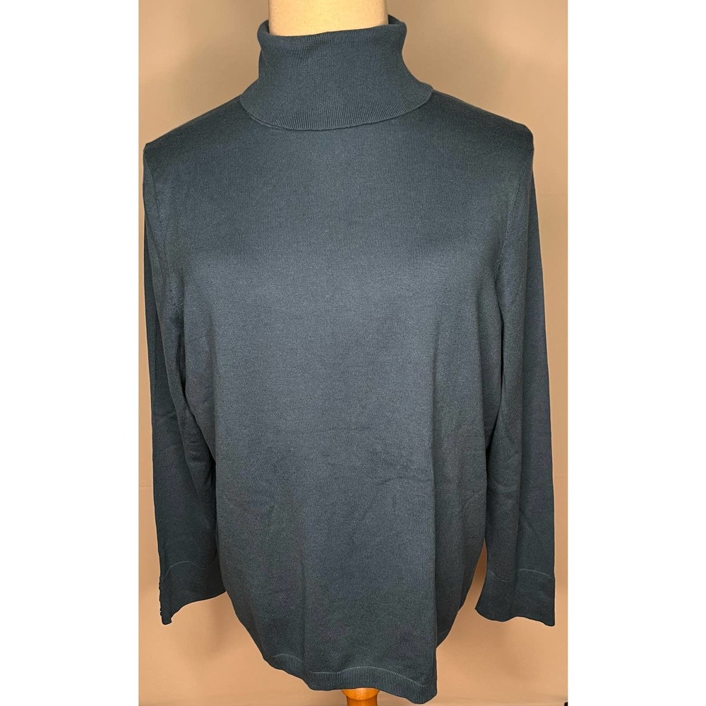 Talbots Plus women's blue turtleneck sweater pullover long sleeve top 2X